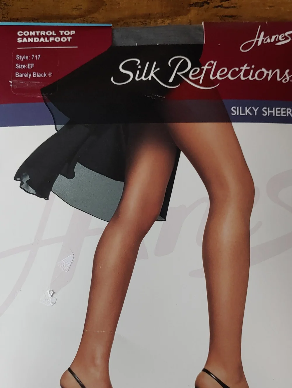 NWT Hanes Silk Reflections Sz EF Sheer Barely Black Control Top Pantyhose